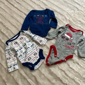 Newborn Christmas long sleeve onesies